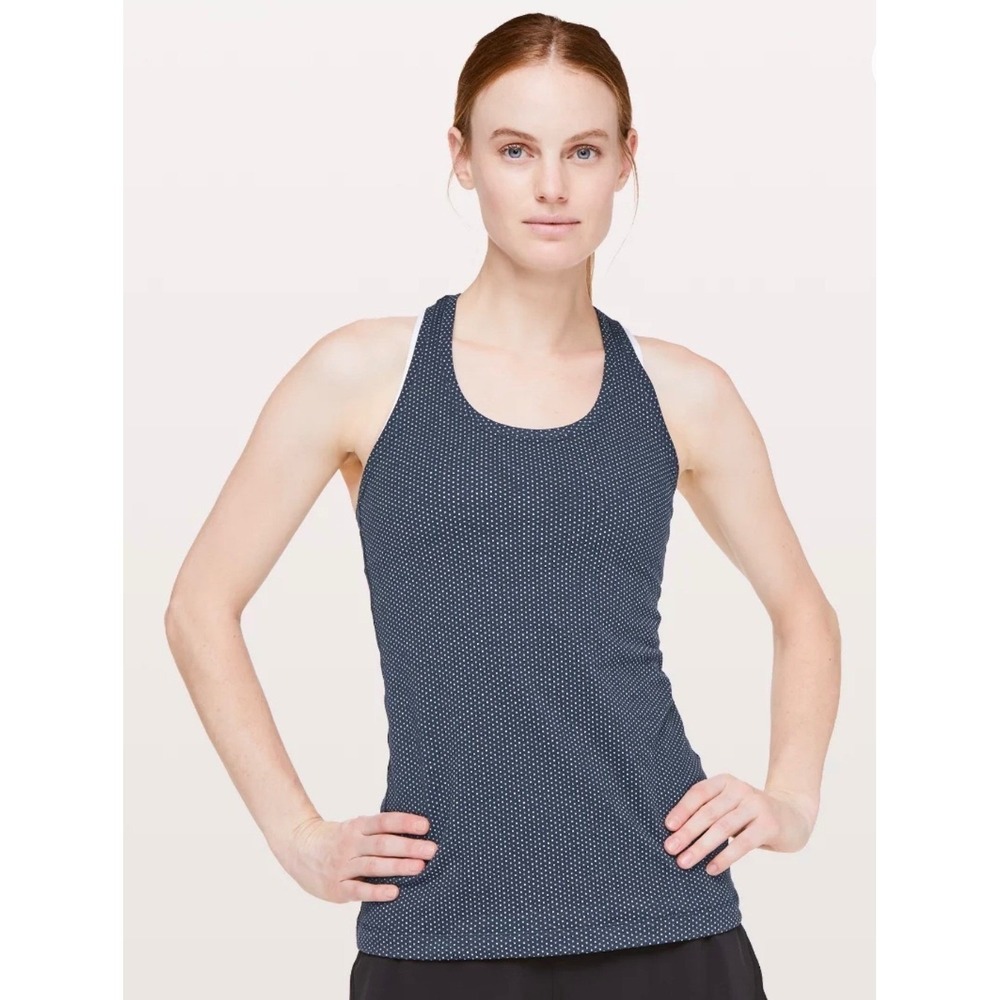 Lululemon Cool Racerback II Pacific Pointe Jacqard True Navy Onyx Blue Size 6-8‎